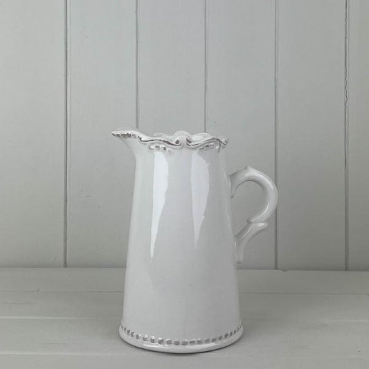 White Jug With Decorative Rim Tl15.5cm H19cm B11.5cm