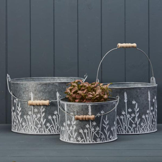 Set of 3 Meadow Design Buckets