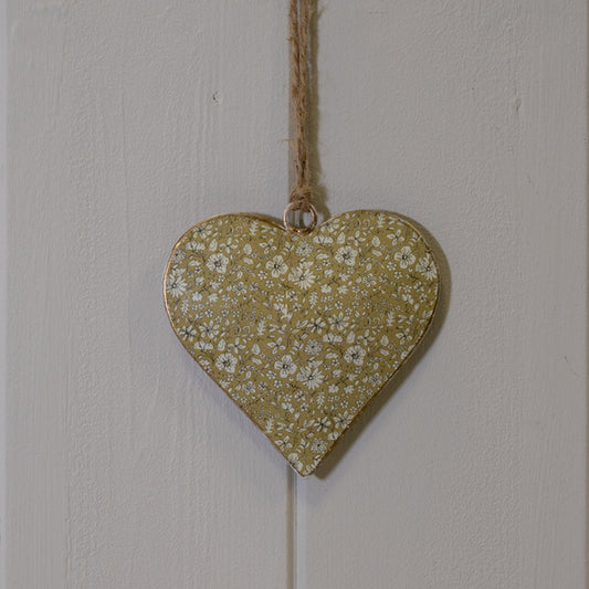 Light Green  Metal Hanging Heart 8cm