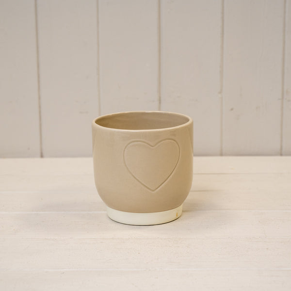 Cream Debossed Heart Pot