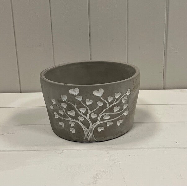 Grey Cement Love Tree Bowl