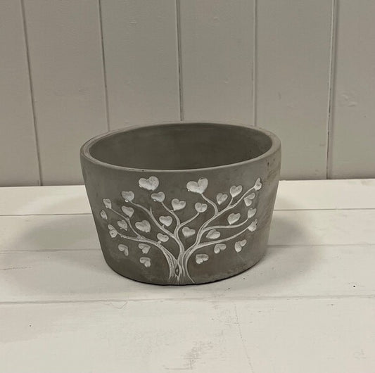 Grey Cement Love Tree Bowl