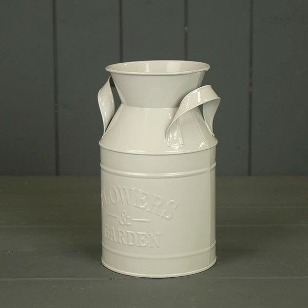 Grey Flowers and Garden zinc milk churn 9.5cm BD11cm H18cm with PVC Liner