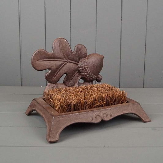 Cast Iron Boot Brush with Acorn 22.5x18.5x19.5cm