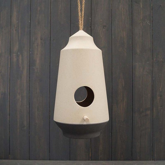 Earthy Natural/Anthracite Bamboo 2-Tone Hanging Birdhouse  Weight-