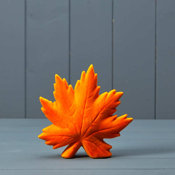 Orange Flocked Ceramic Maple Leaf 15.2X4.8X14.8cm