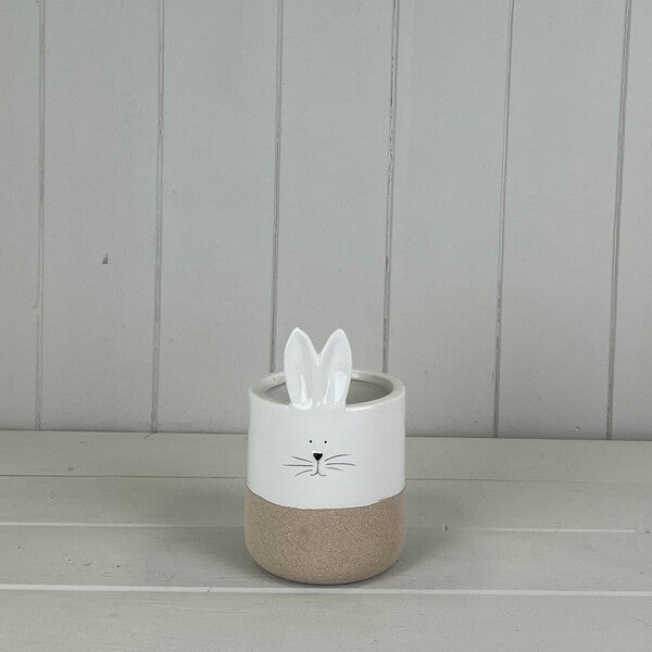 Set of 2 Ceramic White Rabbit Pot H14.2cm D9.2cm