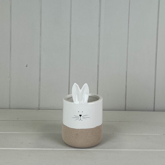Set of 2 Ceramic White Rabbit Pot H14.2cm D9.2cm