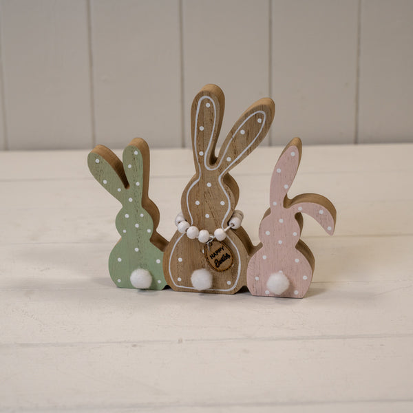 Mixed Colour Wooden Rabbit Decoration