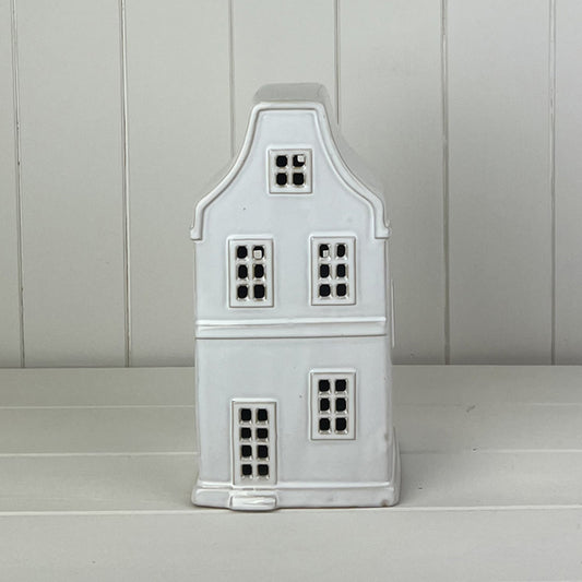 White Ceramic House Ornament with LED L12.2xD11xH23.8cm  Weight-379g