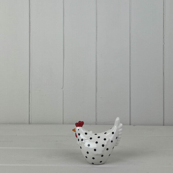 White Dotty Chicken TD9.2x5.4cm H7.9cm