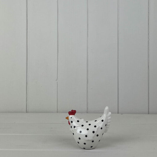 White Dotty Chicken TD9.2x5.4cm H7.9cm