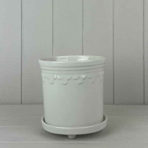 White Saucer Pot H13cm