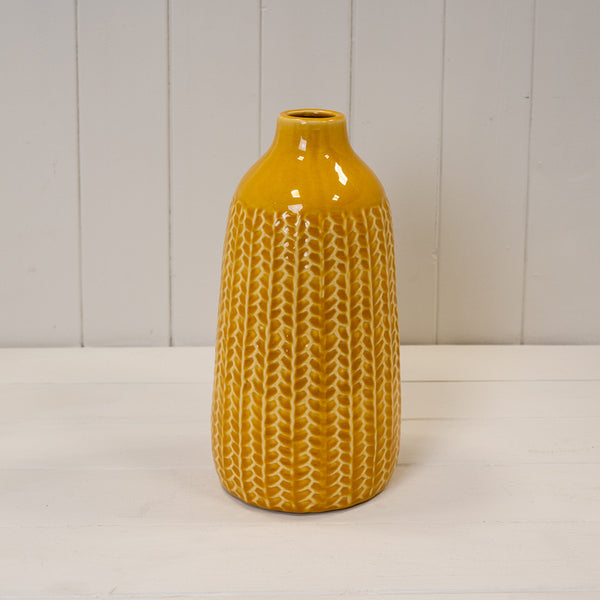 Set of 2 Yellow Ceramic Vase