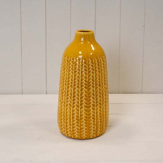 Set of 2 Yellow Ceramic Vase