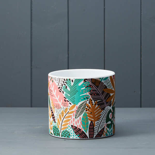 Set of 6 Leaf Design Ceramic Pot