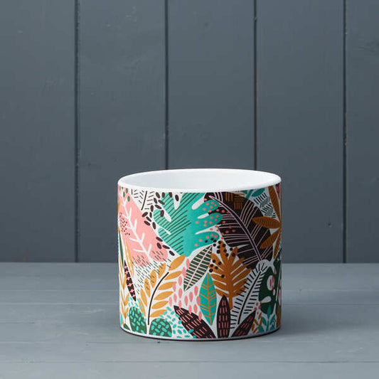 Set of 6 Leaf Design Ceramic Pot