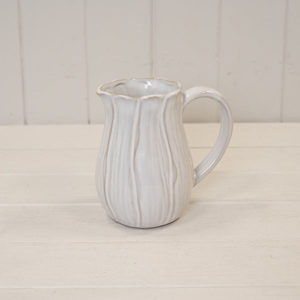 Natural Ceramic Jug with Petal Shape design Small 14.7cm x 10.2cm x 14.2cm