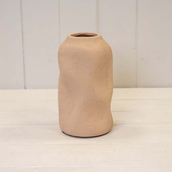 Set of 4 Tan Medium Textured Sculptured Vases