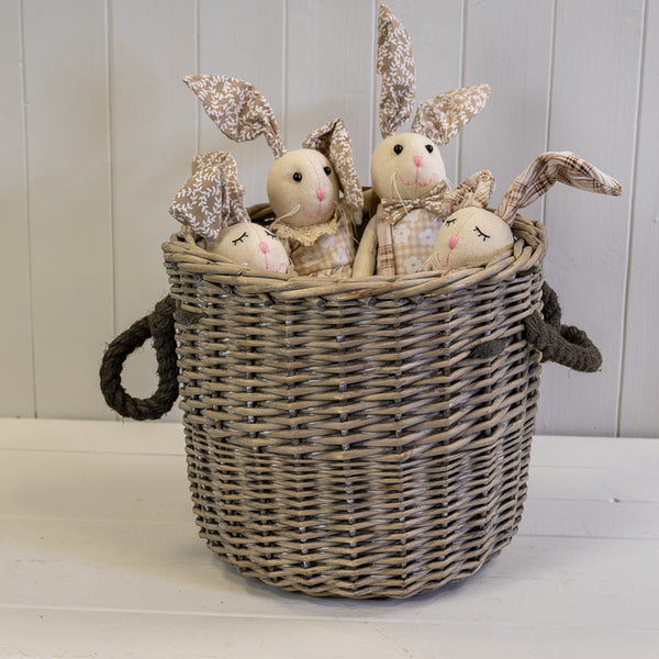 Round Log Basket with Rope Handles TD26xH25xB16cm Weight-400g