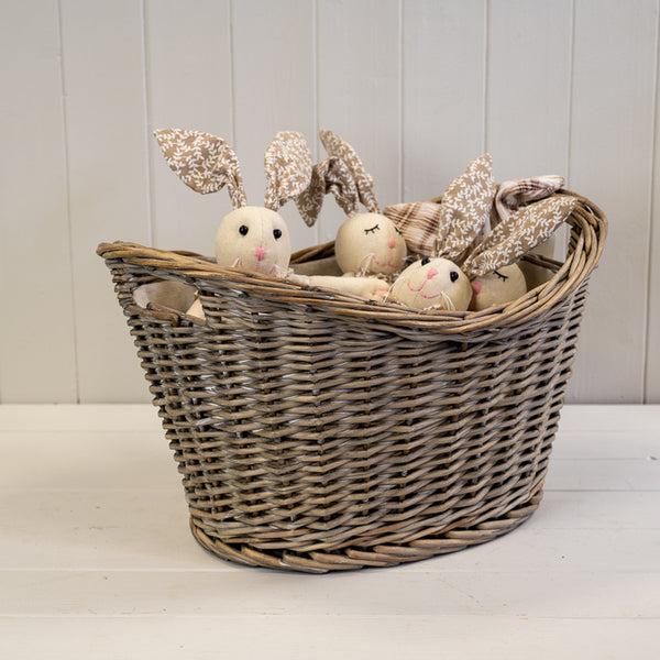 Oval Log Basket with Ears T44x32xH20/27xB33x23cm