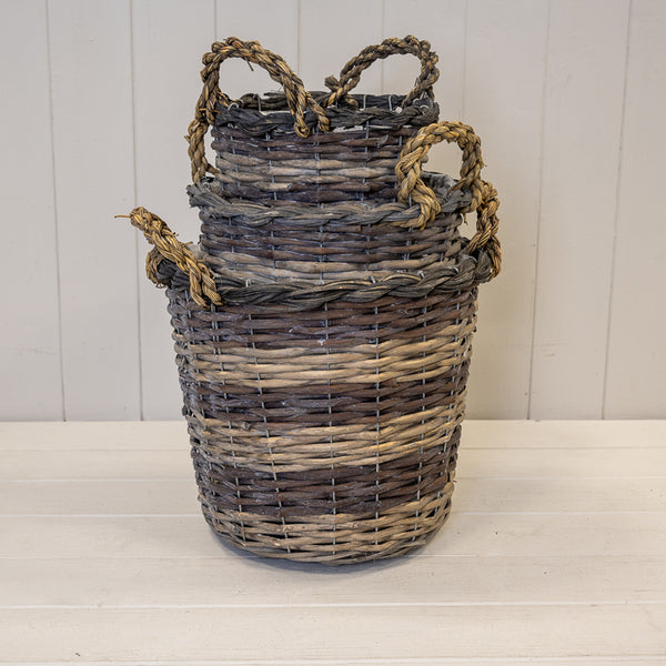 29cm Peeled and Unpealed Split Willow Round Basket With Ears