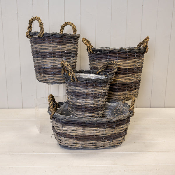 29cm Peeled and Unpealed Split Willow Round Basket With Ears