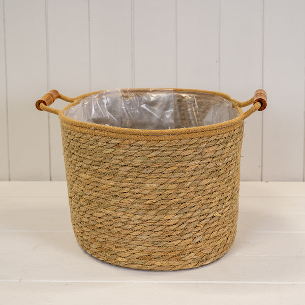 Set of 3 Natural Rope & Grass Storage Basket