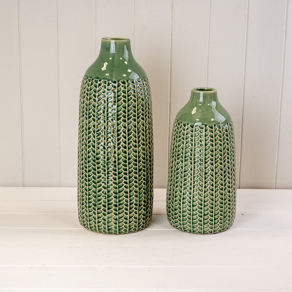 Green Ceramic Vase (37.5cm) BD14.5 x H37.5cm