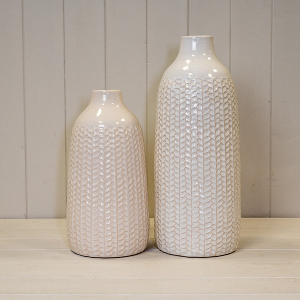 White Ceramic Vase (28.5cm) BD12.8 x H28.5cm