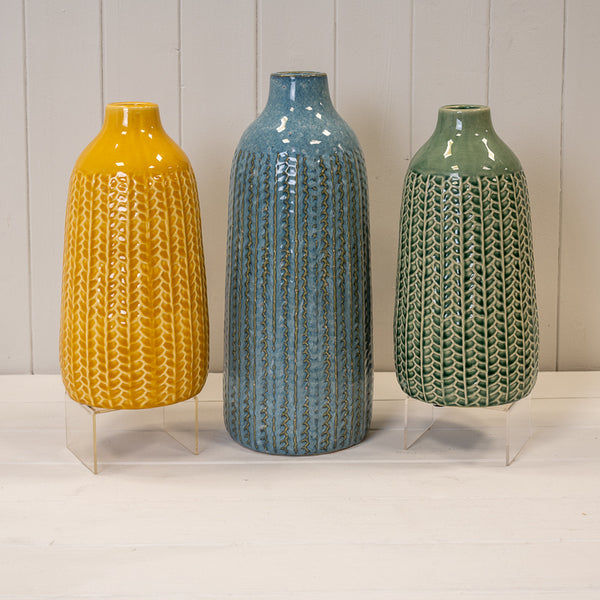 Set of 2 Yellow Ceramic Vase