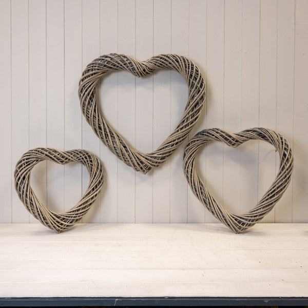Grey Heart Thick Willow Wreath 60cm
