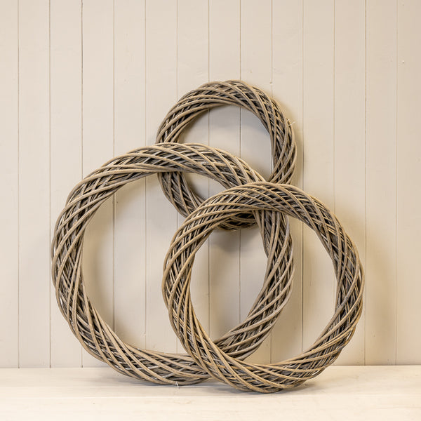 Grey Round Thick Willow Wreath 50cm