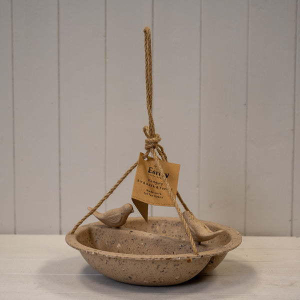 Earthy Coffee Husks Hanging Bird Bath And Feeder (27cm)
