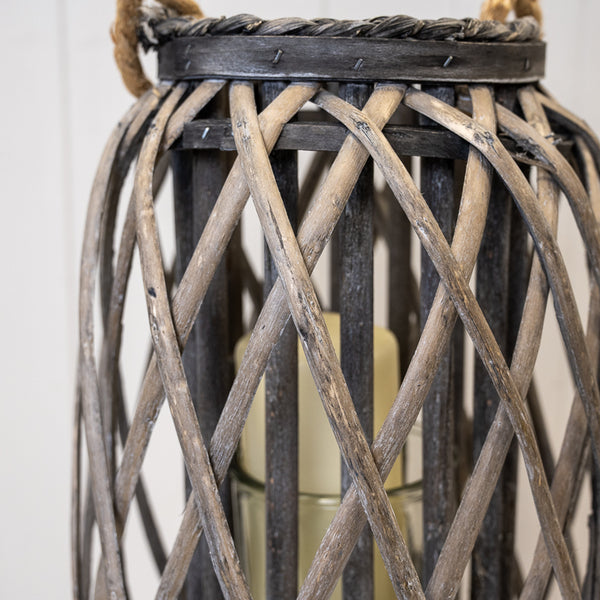 Grey Wicker Lantern 50 cm