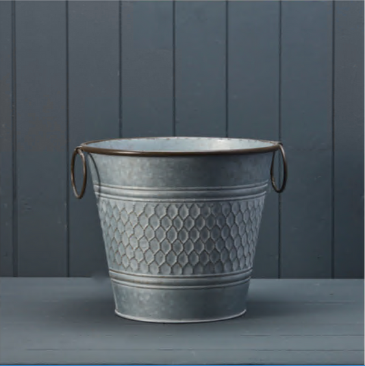 Round Zinc Honeycomb Planter 28cm x H24cm x W18.5cm
