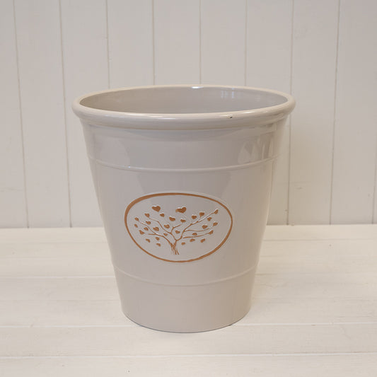 Cream Round Love Heart Tree Recycled Plastic Planter 13LTR