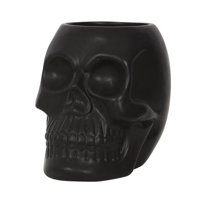 Matt Black Skull Plant Pot