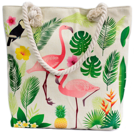 Flamingo & More Rope Handle Bag