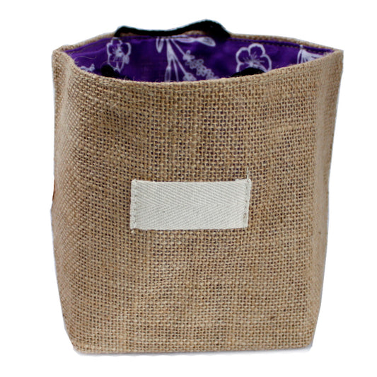 Lavender Lined Natural Jute Cotton Gift Bag