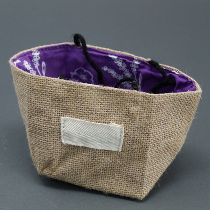 Lavender Lined Natural Jute Cotton Gift Bag