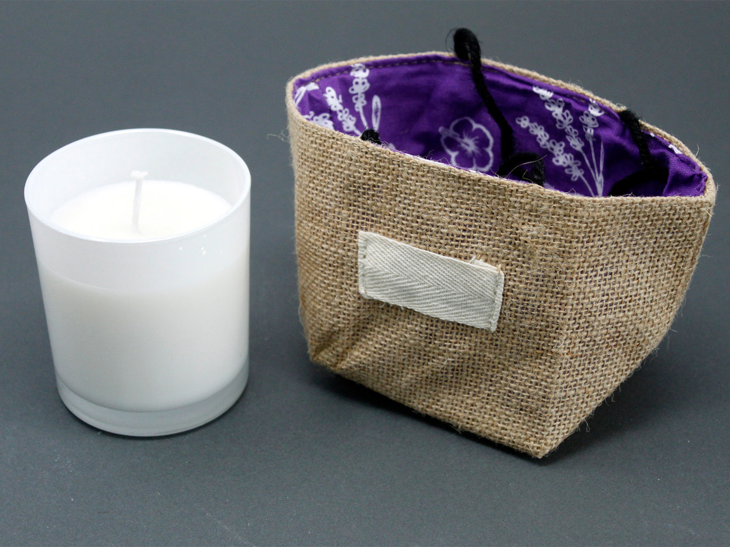 Lavender Lined Natural Jute Cotton Gift Bag