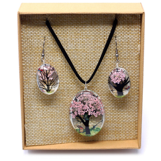 Pink Pressed Flowers Tree of Life Set