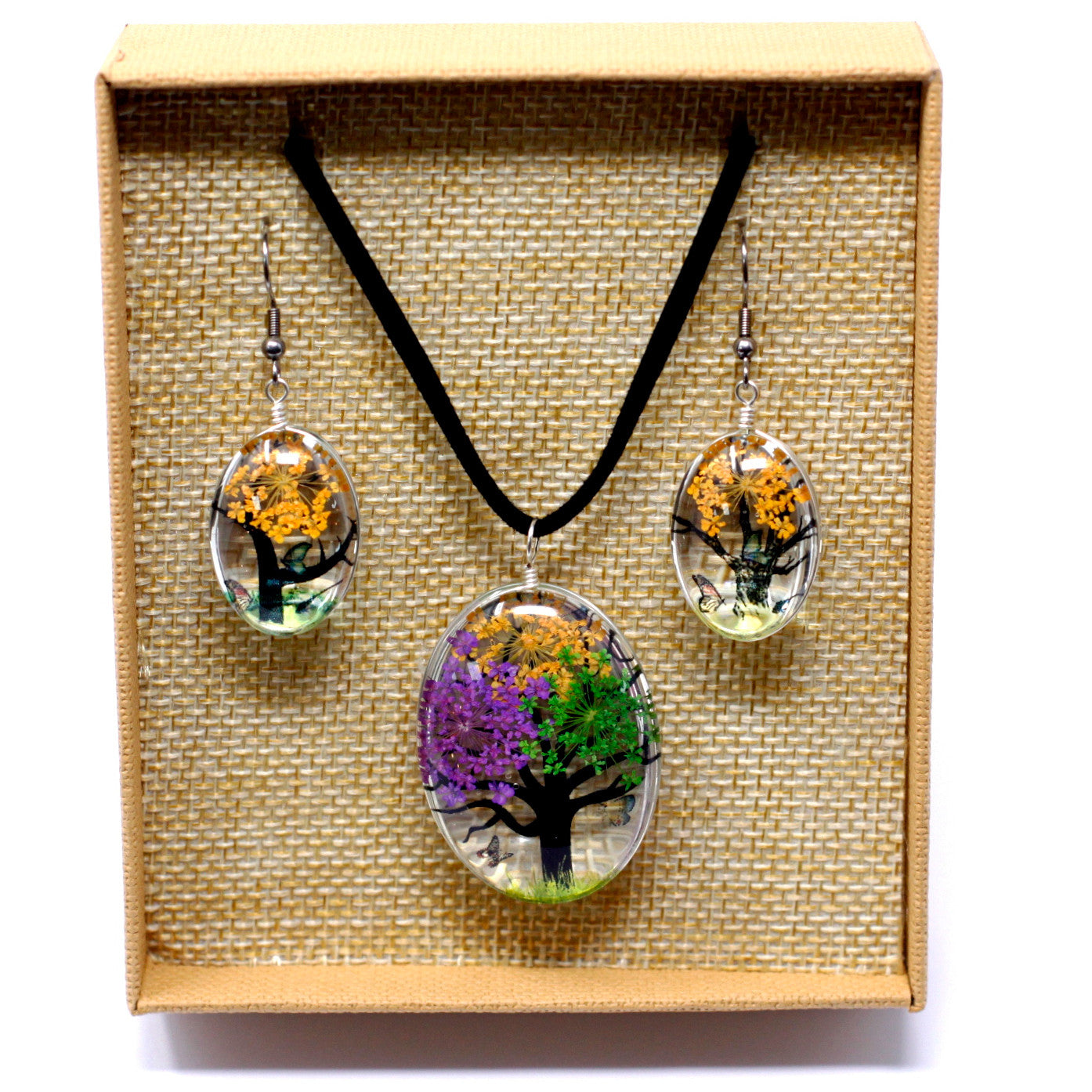 Mixed Colours Pressed Flowers Tree of Life Set