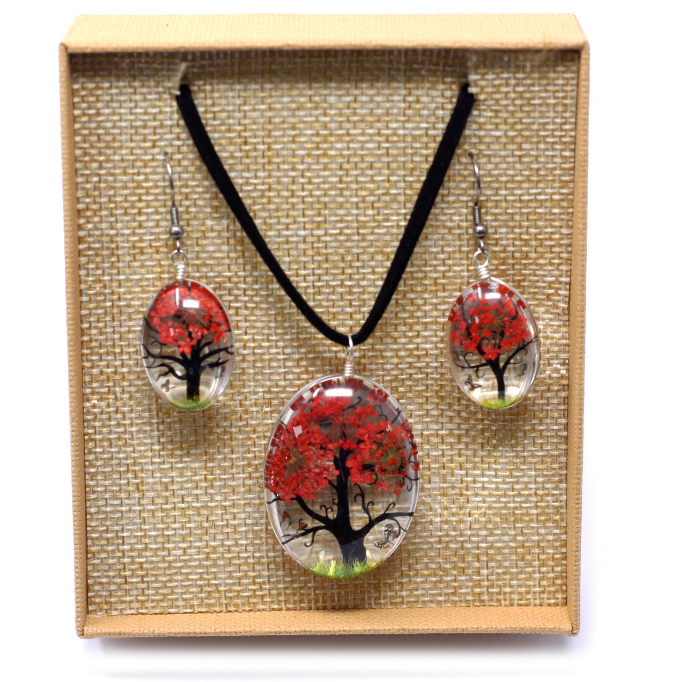 Coral Pressed Flowers Tree of Life Set