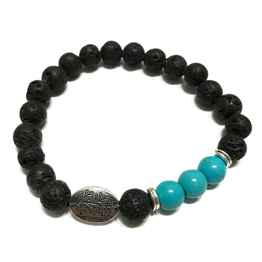 Lava Stone Bracelet Leaf Turquoise