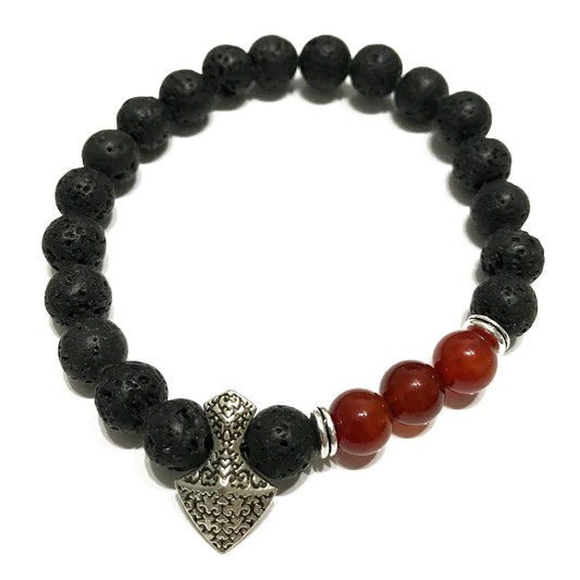 Lava Stone Bracelet Axehead Carnelian