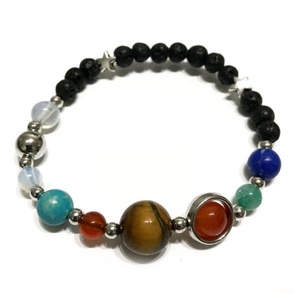 Lava Stone Bracelet Silver Solar System