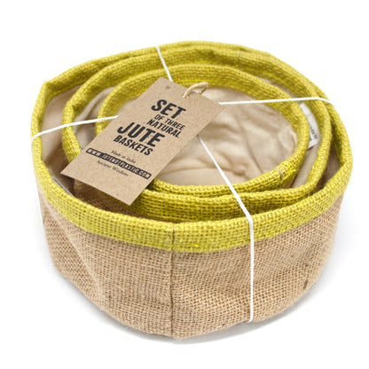 Set of 3 Natural Jute Baskets