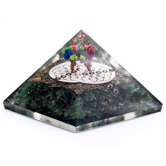 Orgonite Pyramid Green Acewnturine nd Flower of Life 70 mm